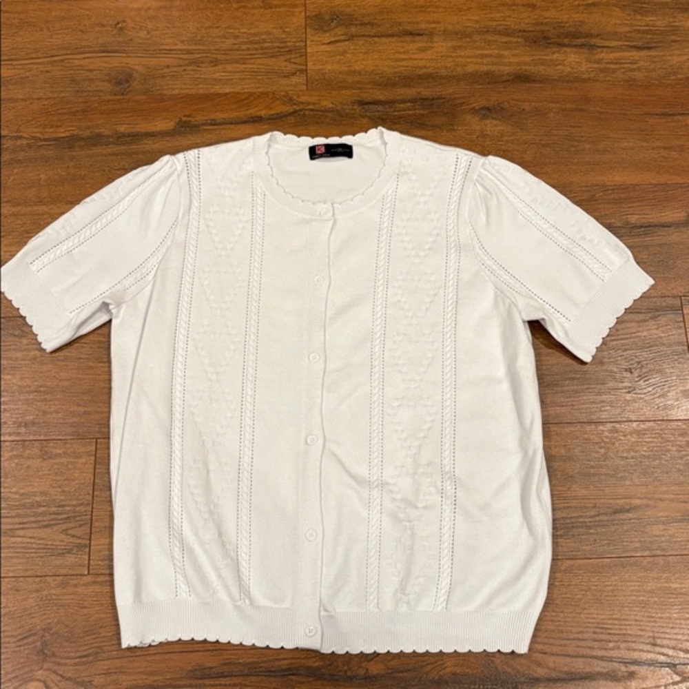 White Button-Up Knit Cardigan